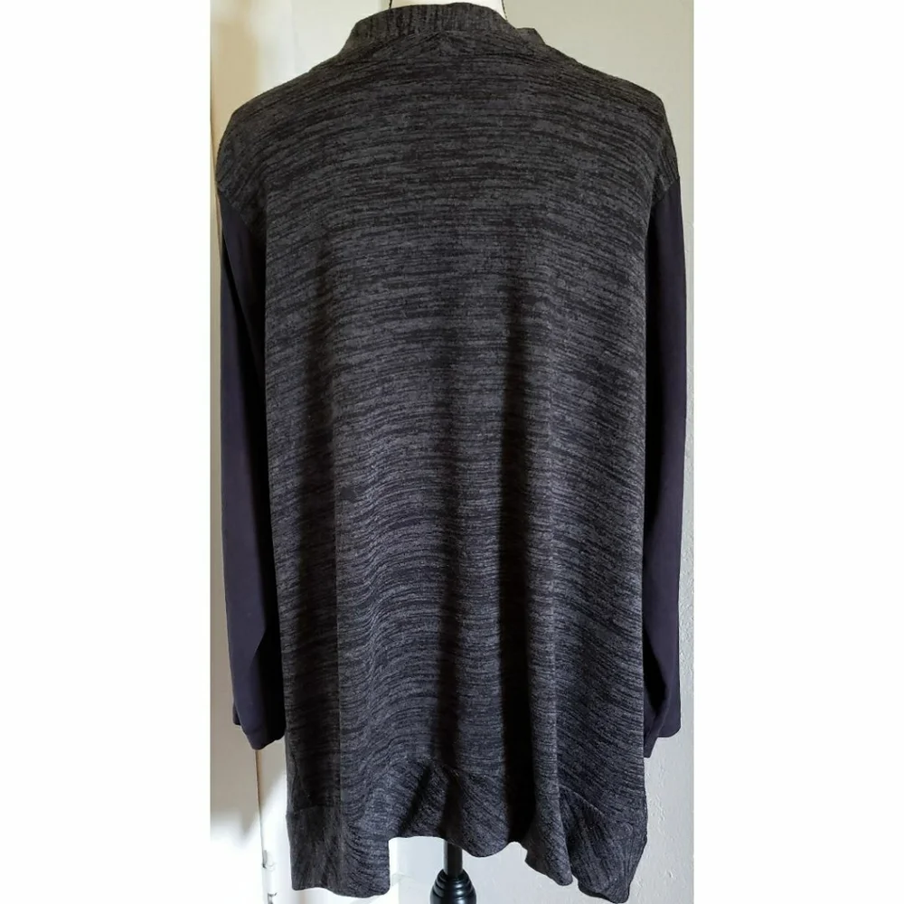 Logo Lori Goldstein Gray Black Knit Cardigan Zip - Picture 2 of 3
